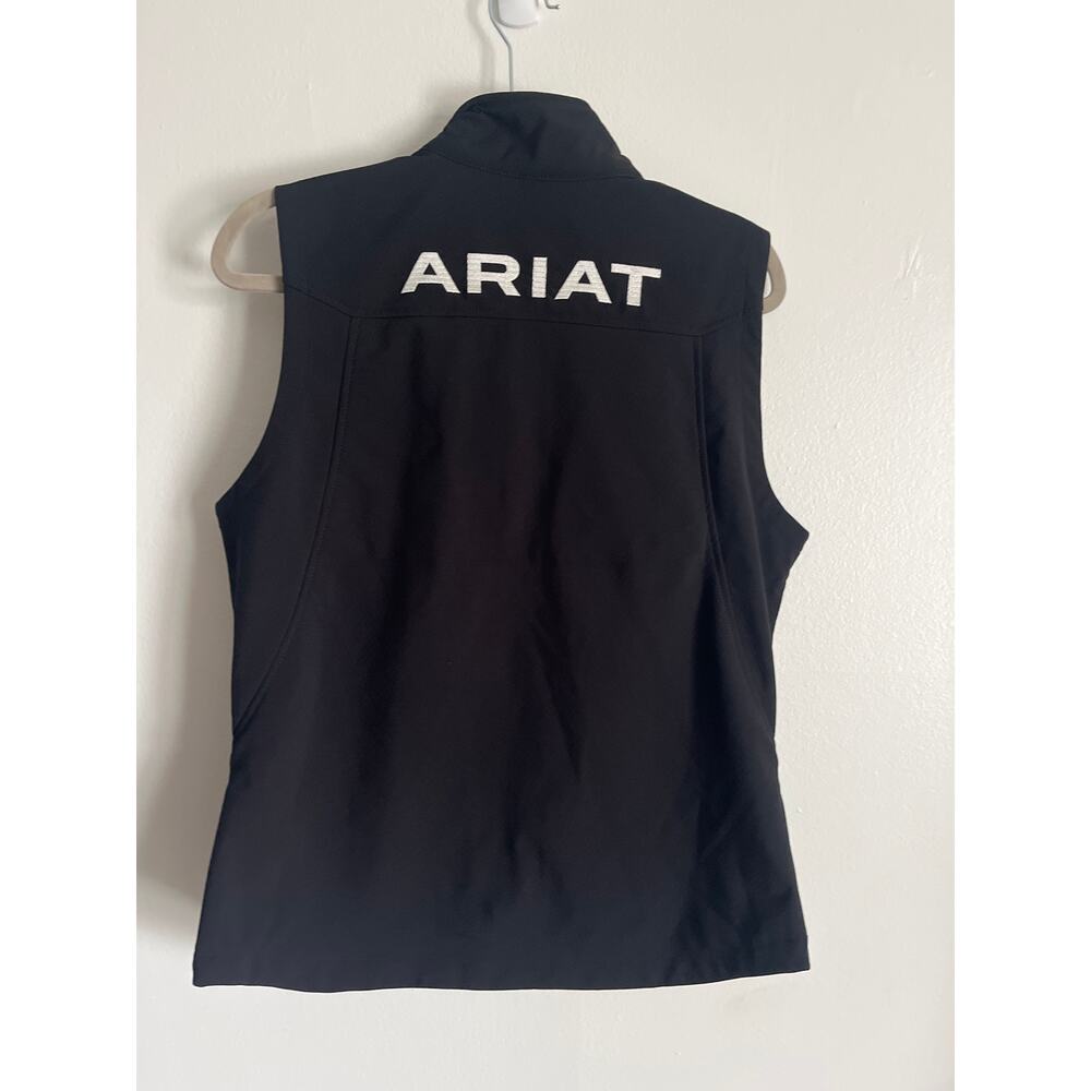 Ariat New Team Softshell Vest Womens Large AriatTek EUC Black White Logo - Picture 2 of 7